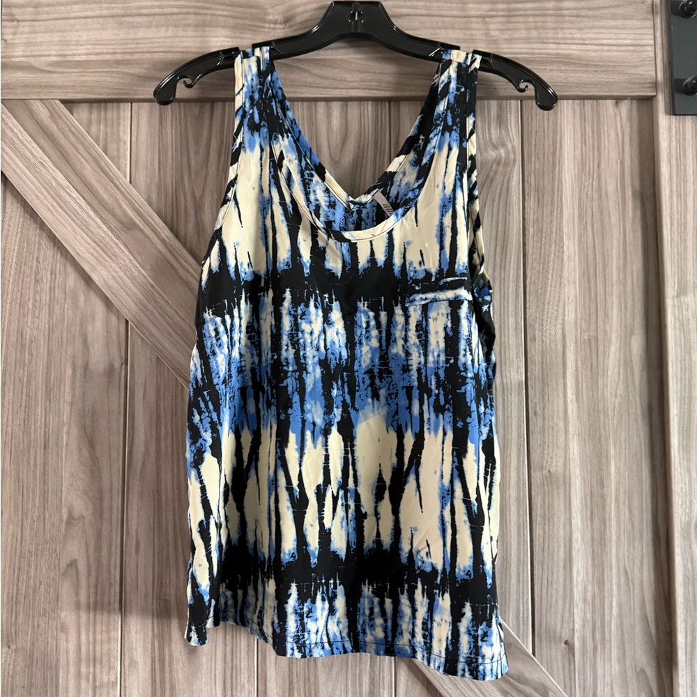 Blue and Black Tie-Dye Women's Tank Top